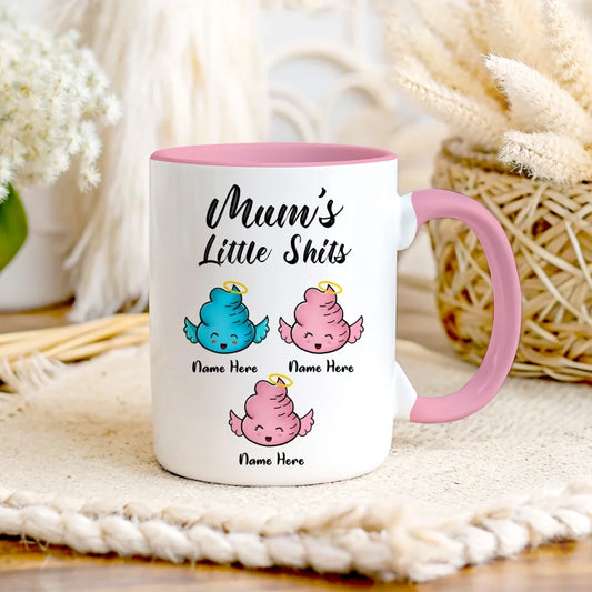 Mum's Little Shits Pink Accent Mug